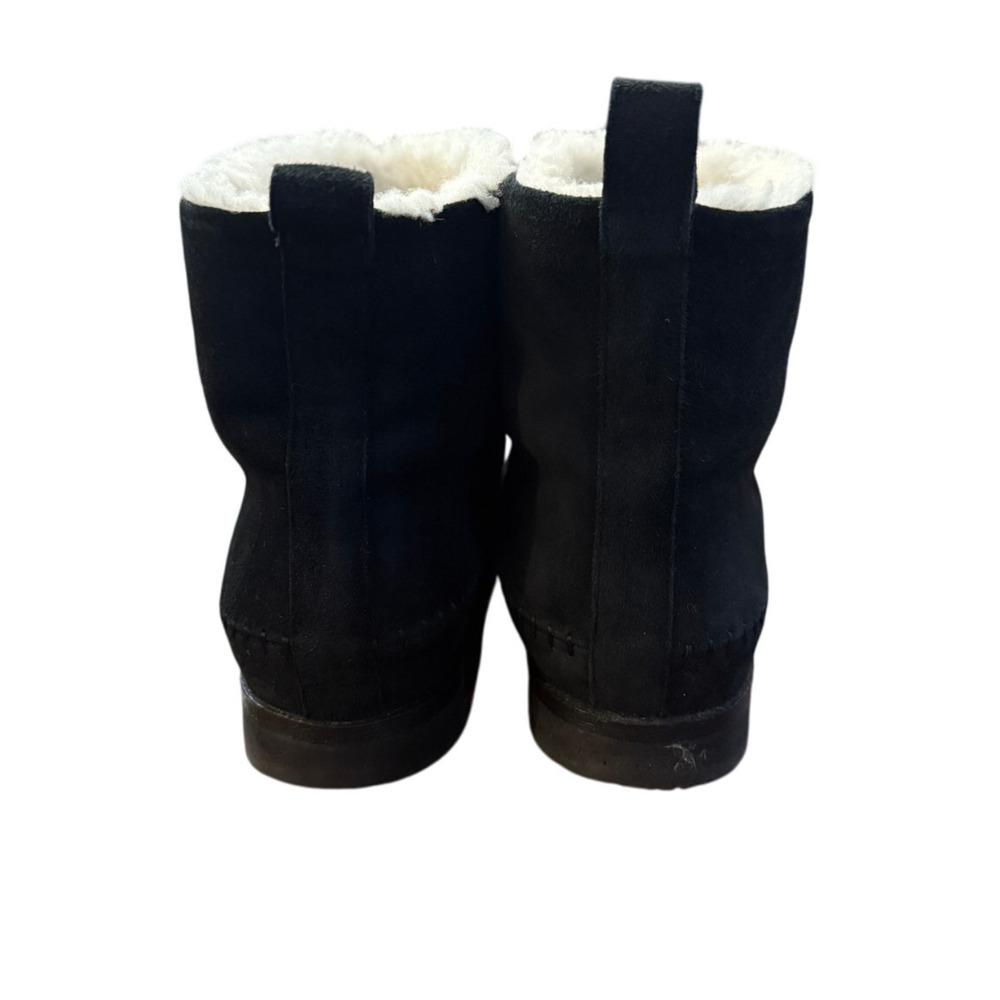 Jenni Kayne 6 Suede Moc Shearling Ankle Boots Slip On Booties Winter Black 36 - Picture 5 of 9